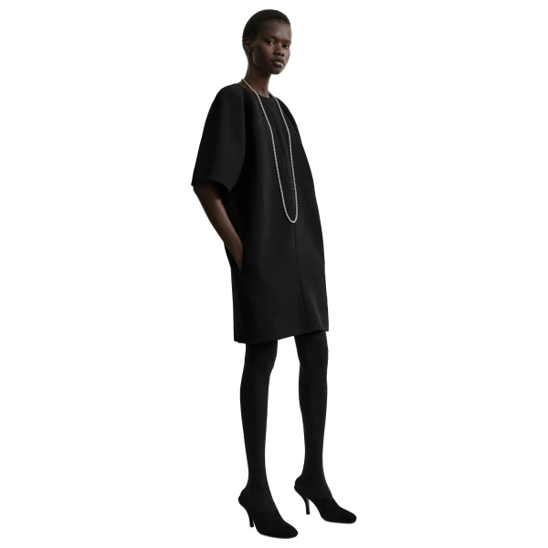 Toteme Cocoon crepe dress in Black, view 3