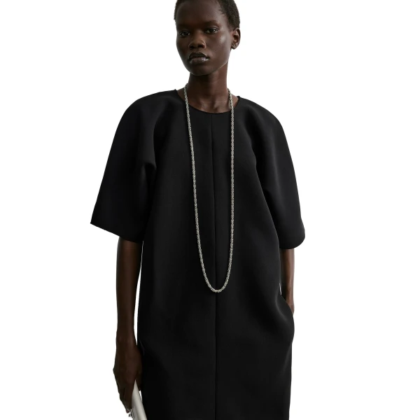 Toteme Cocoon crepe dress in Black, view 5