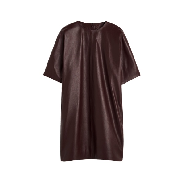 Toteme Cocoon leather dress in Bordeaux