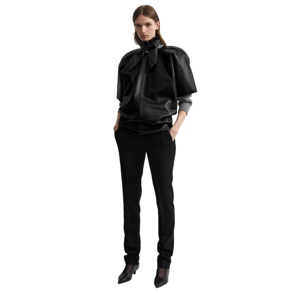 Toteme Cocoon leather top in Black, view 2