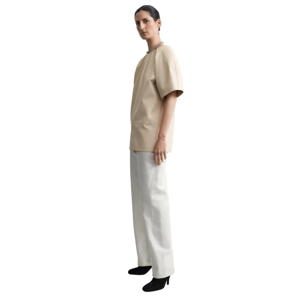 Toteme Cocoon leather top in Stone, view 3