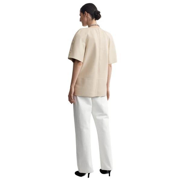 Toteme Cocoon leather top in Stone, view 4