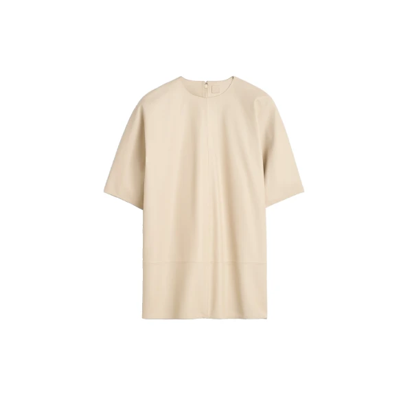 Cocoon leather top in Stone