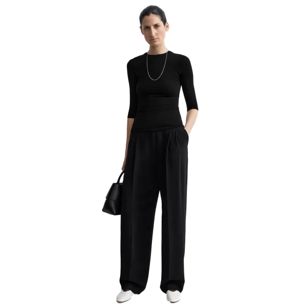 Toteme Compact jersey top in Black, view 2