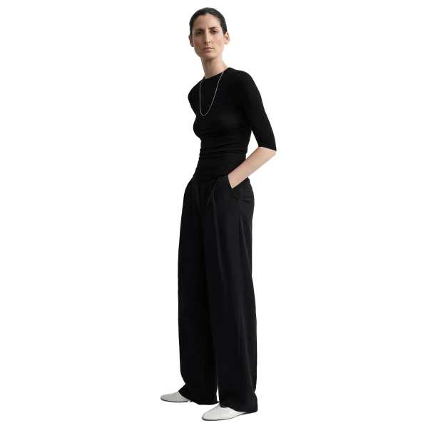 Toteme Compact jersey top in Black, view 3