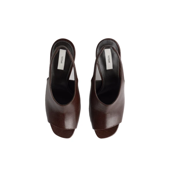 Contour lizard-embossed slingbacks in Brown - Image 5