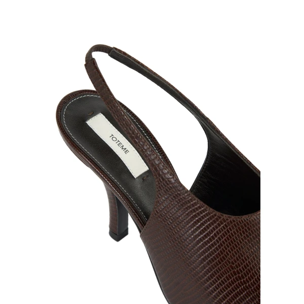 Contour lizard-embossed slingbacks in Brown - Image 6