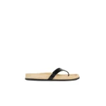Toteme Contoured lizard-embossed flip flops in Beige / Black