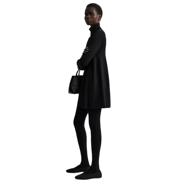 Toteme Crepe turtleneck top in Black, view 3