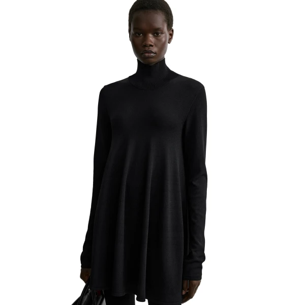 Toteme Crepe turtleneck top in Black, view 5