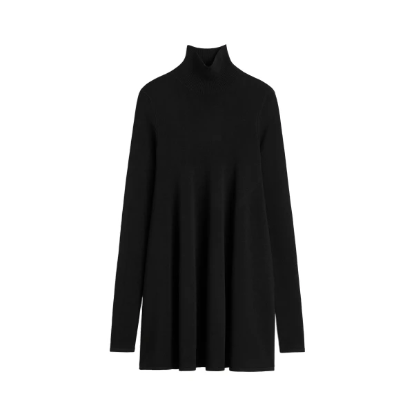Crepe turtleneck top in Black