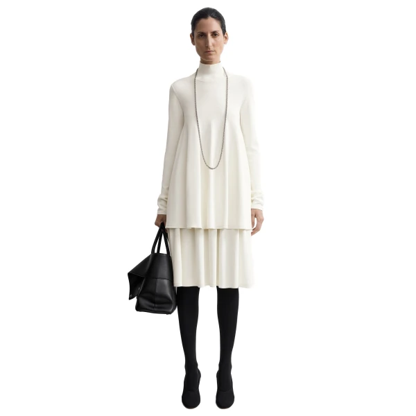 Toteme Crepe turtleneck top in Off-white, view 2