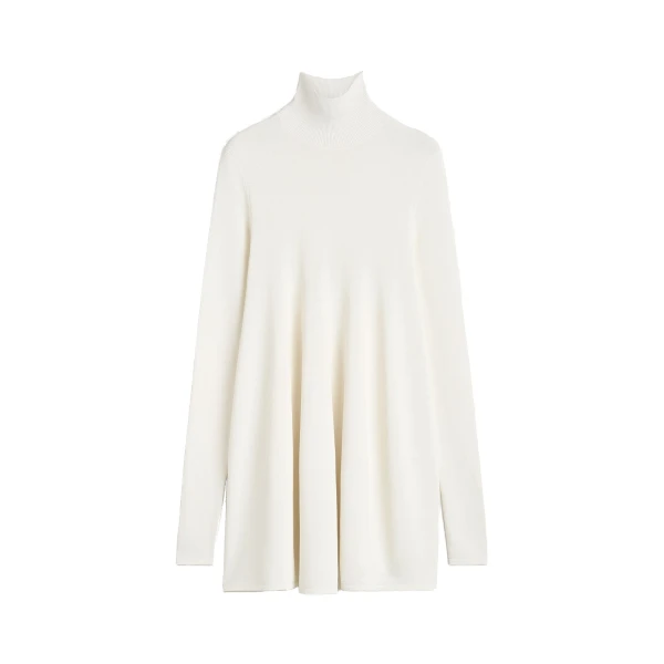 Crepe turtleneck top in Off-white