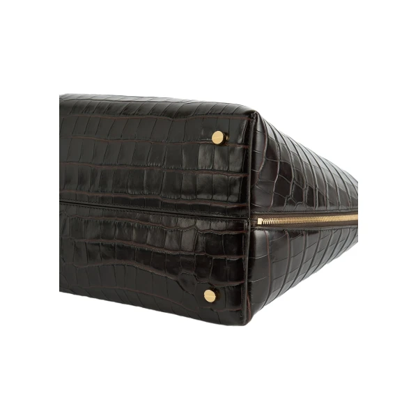 Croco-embossed day tote in Dark chocolate - Image 6