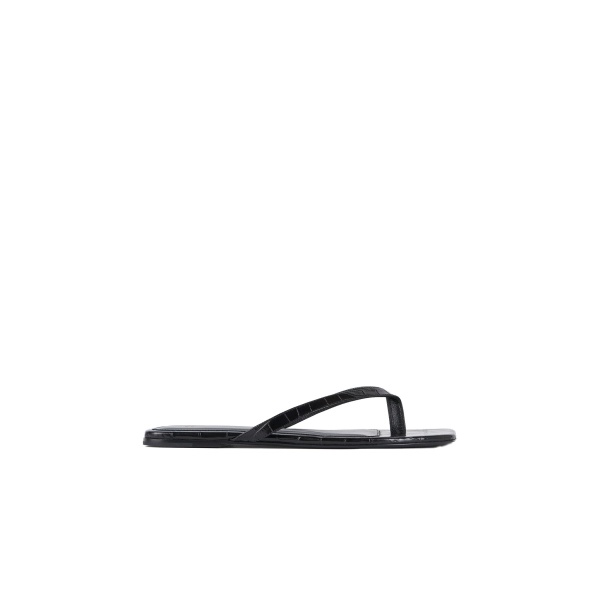 Toteme Croco-embossed flip flops in Black