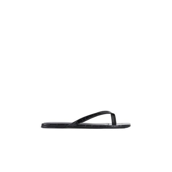 Croco-embossed flip flops in Black