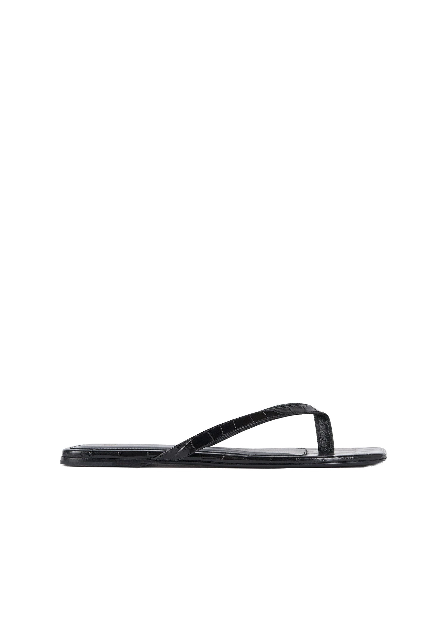 Croco-embossed flip flops in Black