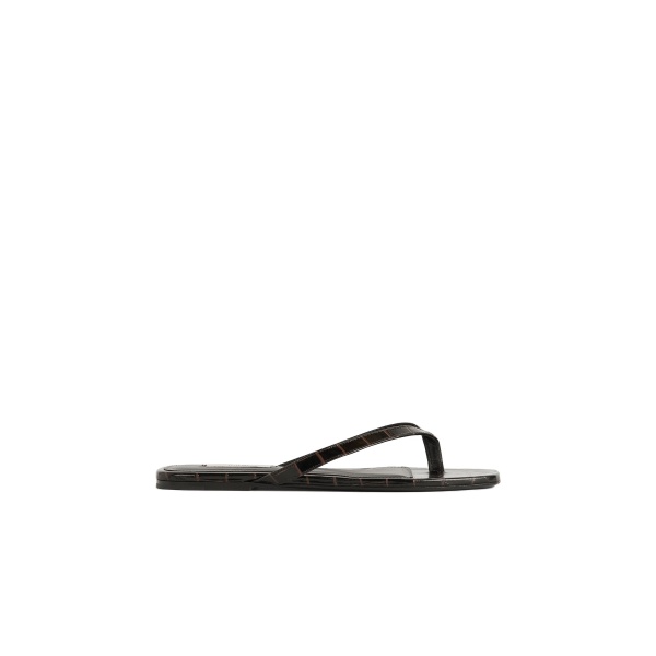 Toteme Croco-embossed flip flops in Dark brown
