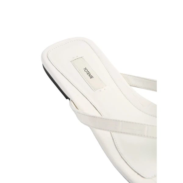 Croco-embossed flip flops in Off-white - Image 5