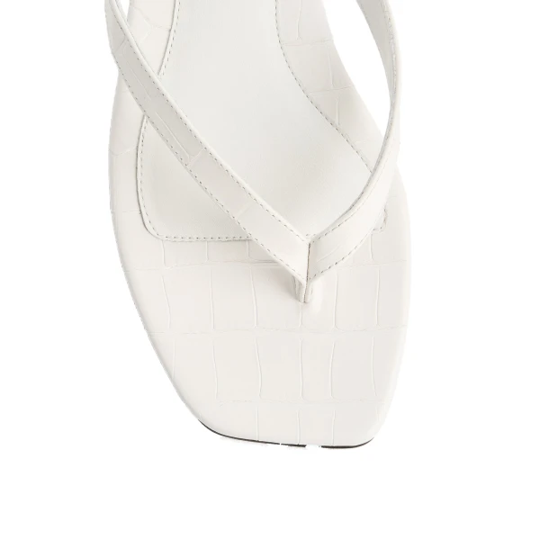 Croco-embossed flip flops in Off-white - Image 6