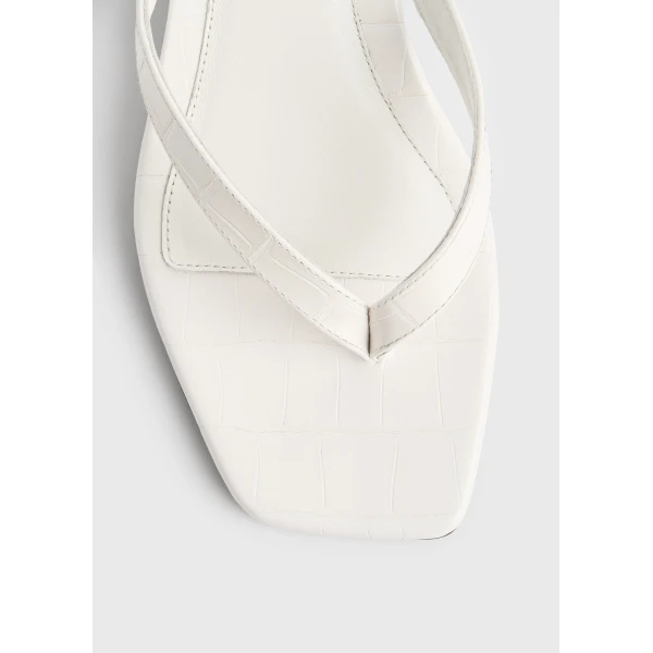 Croco-embossed heeled flip flops in Off-white - Image 6