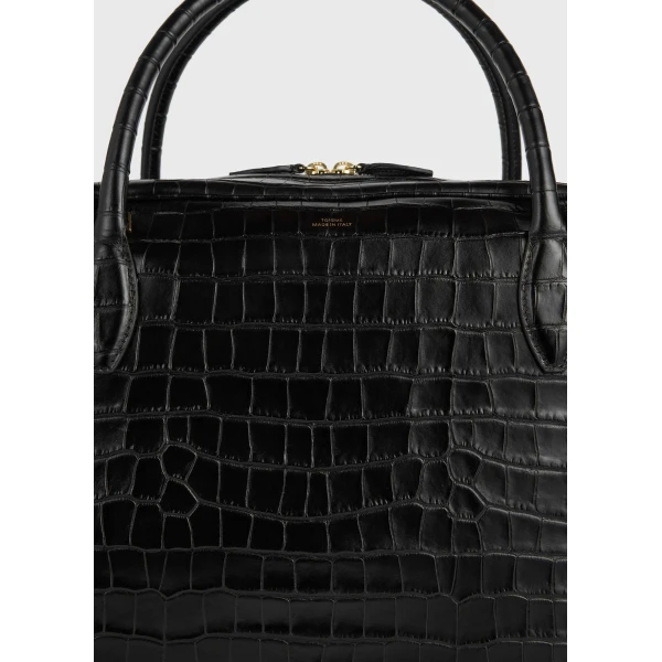 Croco-embossed weekender in Black - Image 6