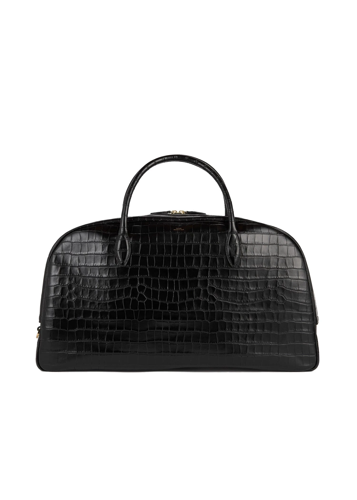 Croco-embossed weekender in Black