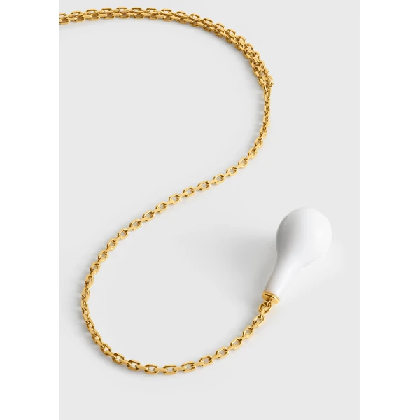 Crystal drop necklace in White / Gold - Image 4