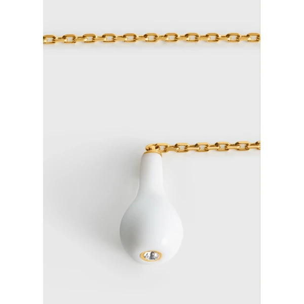 Crystal drop necklace in White / Gold - Image 5