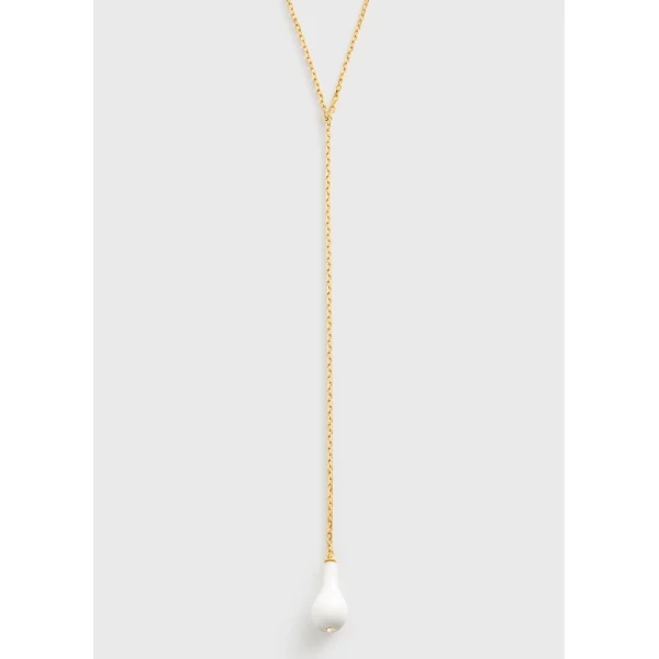 Crystal drop necklace in White / Gold - Image 6
