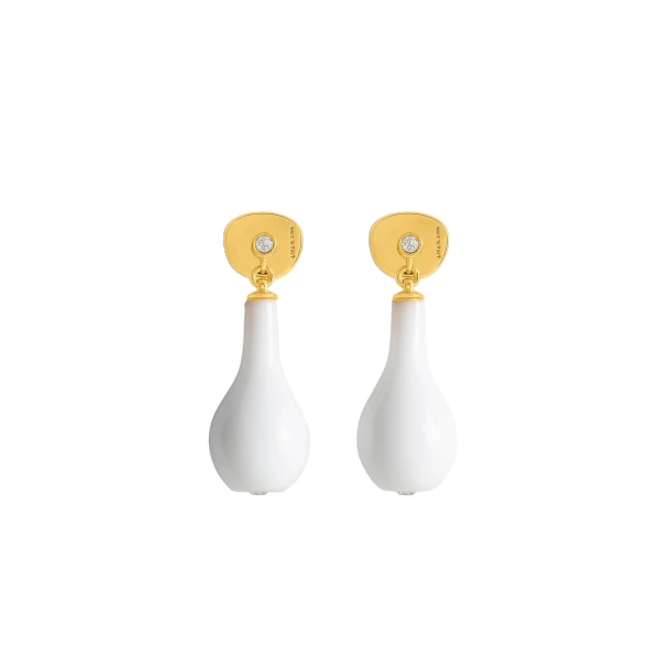 Crystal drops in White / Gold