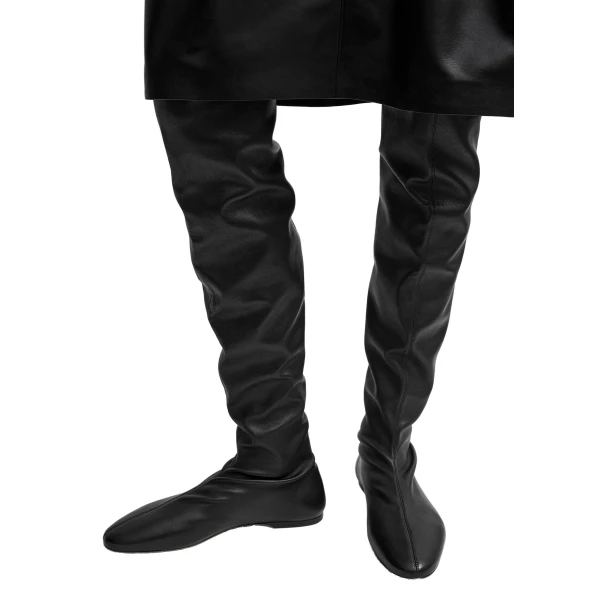 Deconstructed stretch nappa boots in Black - Image 3
