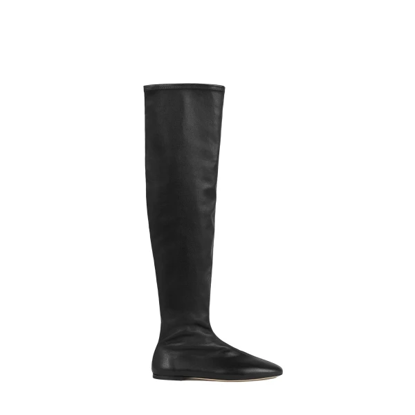 Deconstructed stretch nappa boots in Black