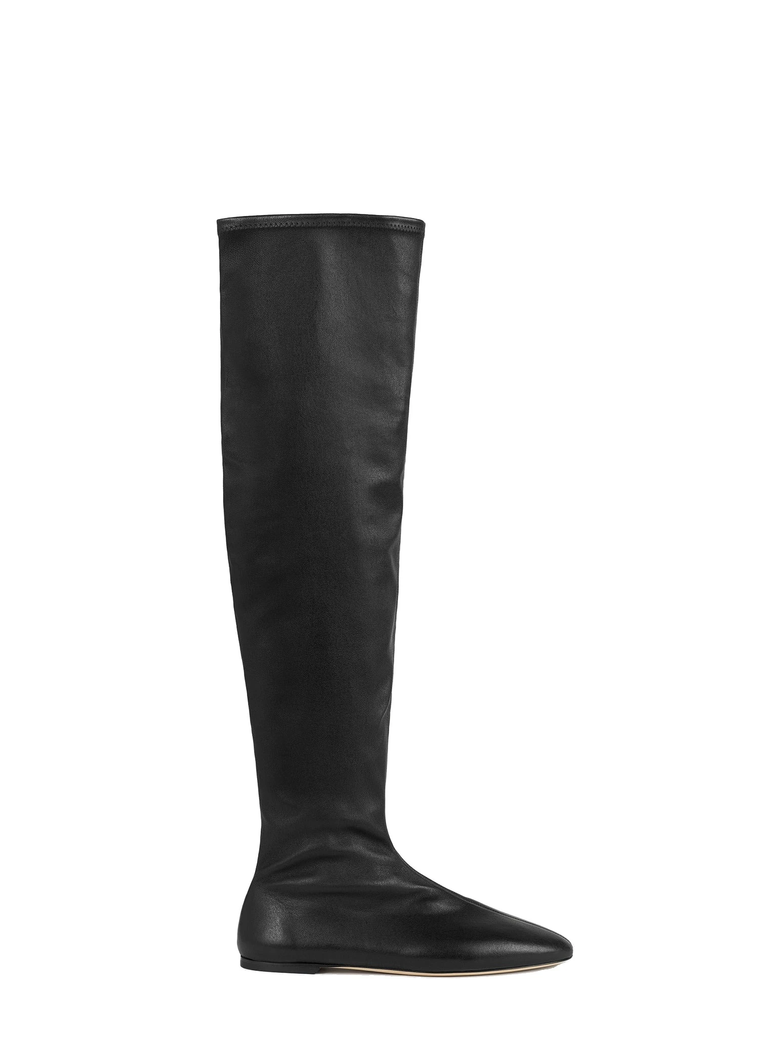 Deconstructed stretch nappa boots in Black