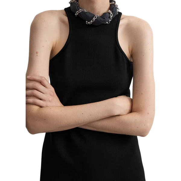 Toteme Deep curve stretch wool tank dress in Black, view 5