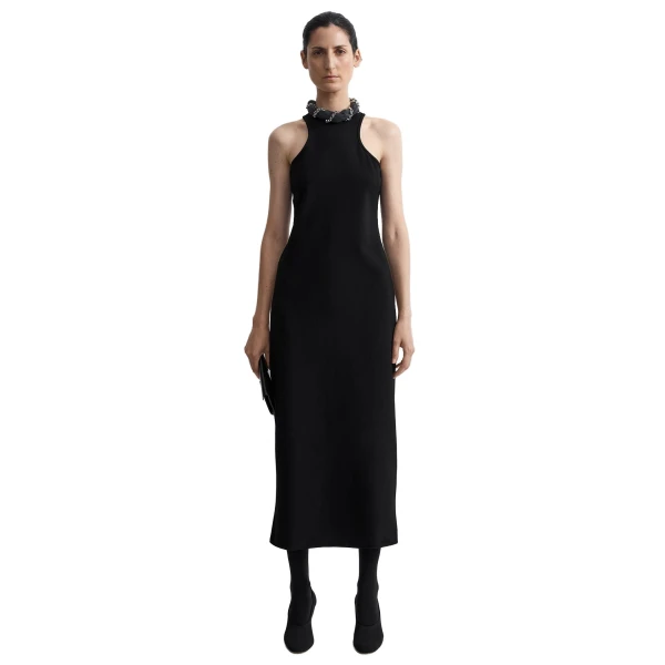 Toteme Deep curve stretch wool tank dress in Black, view 6