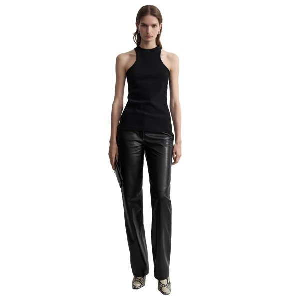 Toteme Deep curve stretch wool tank in Black, view 2