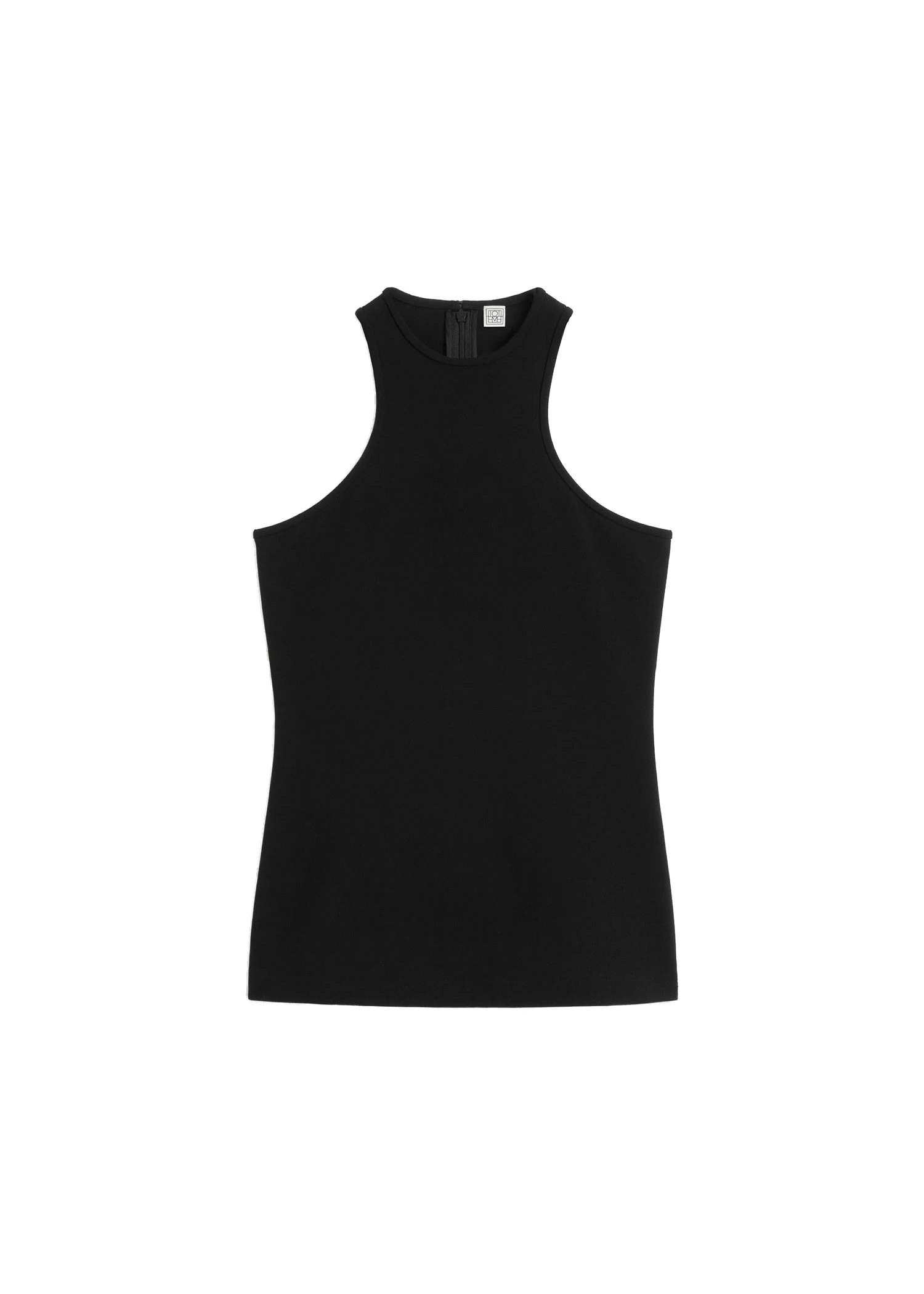 Toteme-Deep-curve-stretch-wool-tank-in-Black-white Toteme Deep curve stretch wool tank in Black