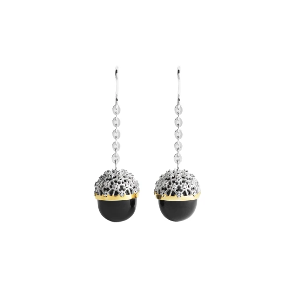Diamond lace drops silver in Black / Silver
