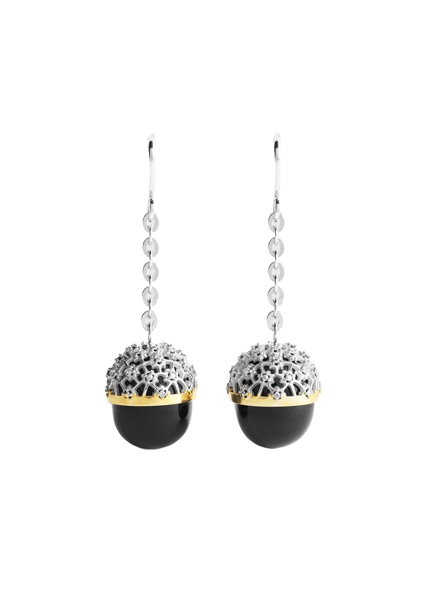 Diamond lace drops silver in Black / Silver