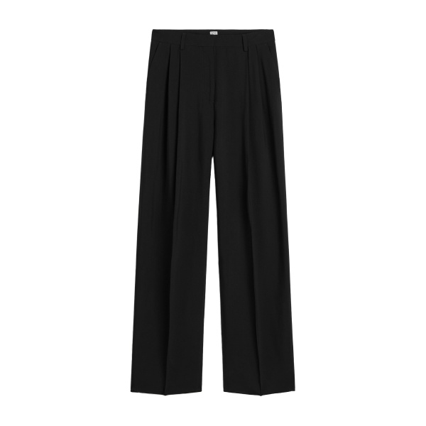 Toteme Double-pleat cady trousers in Black