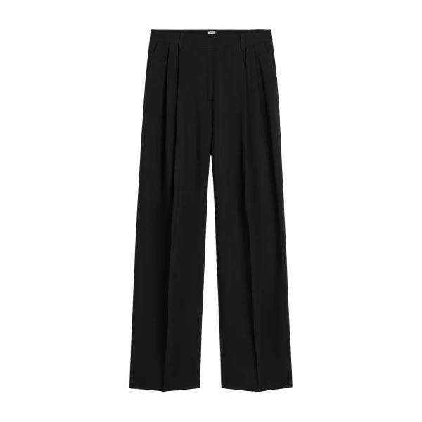 Double-pleat cady trousers in Black