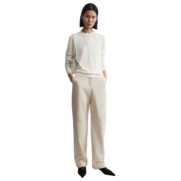 Toteme Easy leather trousers in Stone, view 2