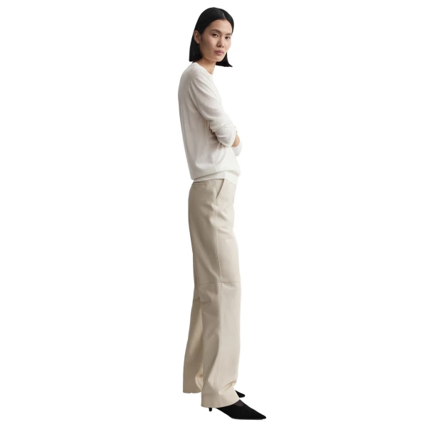 Toteme Easy leather trousers in Stone, view 3
