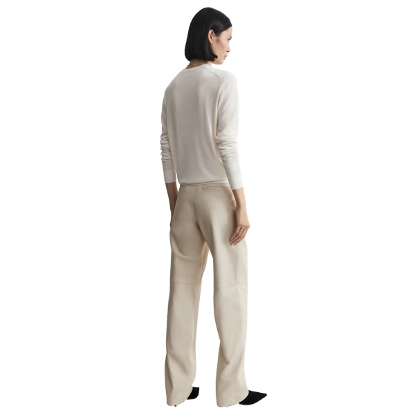 Toteme Easy leather trousers in Stone, view 4
