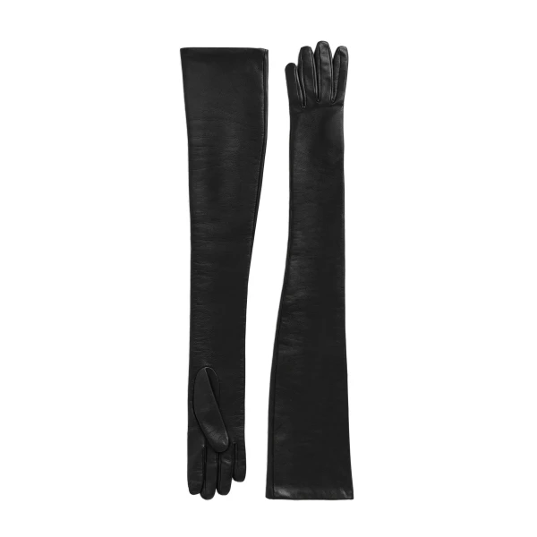Extra-long leather gloves in Black