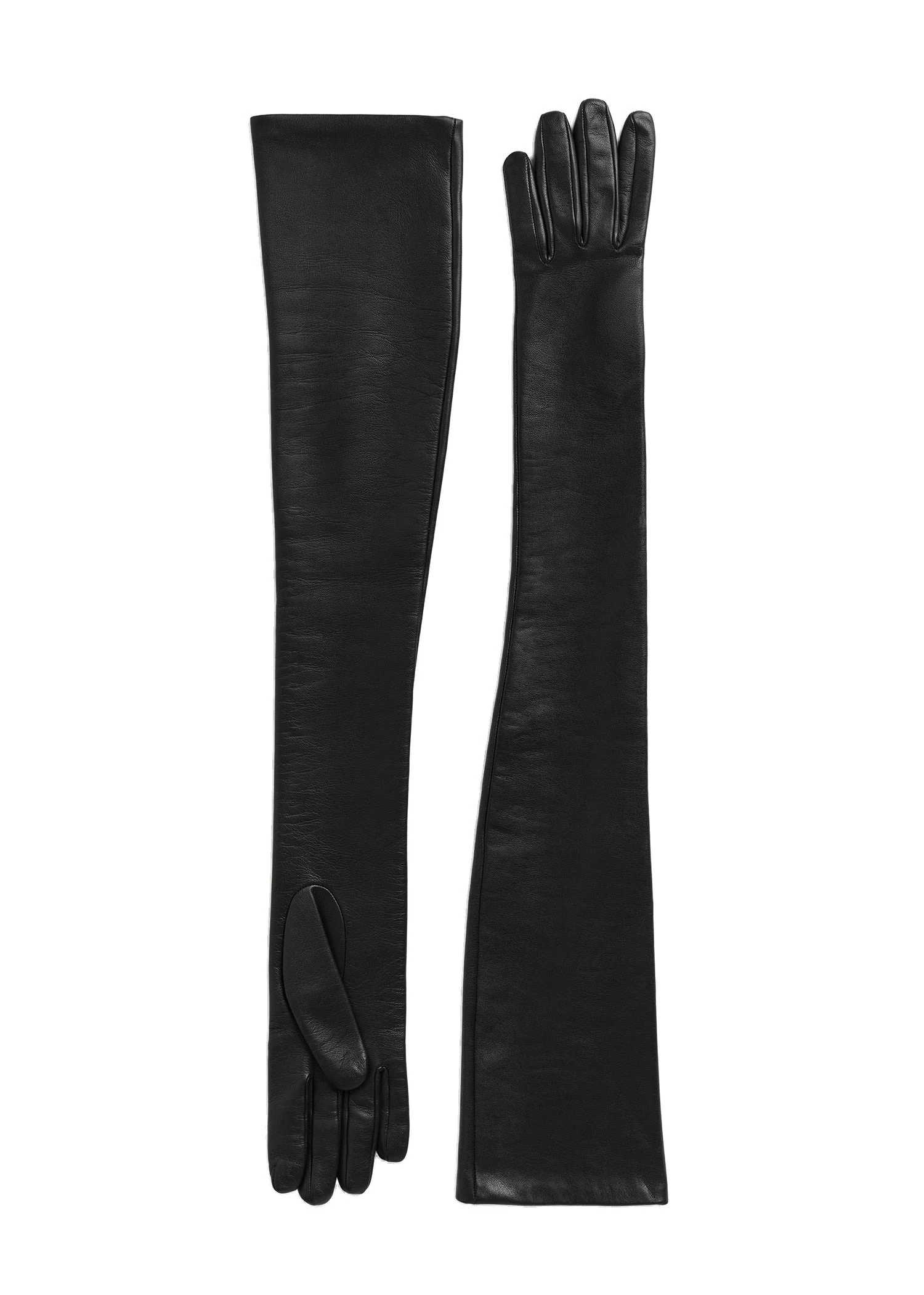 Extra-long leather gloves in Black