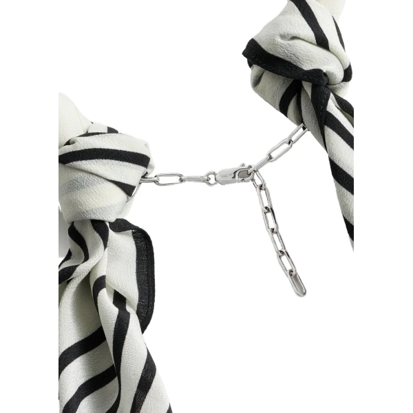 Fine silk scarf collar in Ecru / Black / Silver - Image 6