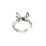 Toteme Fine silk scarf collar in Ecru / Black / Silver