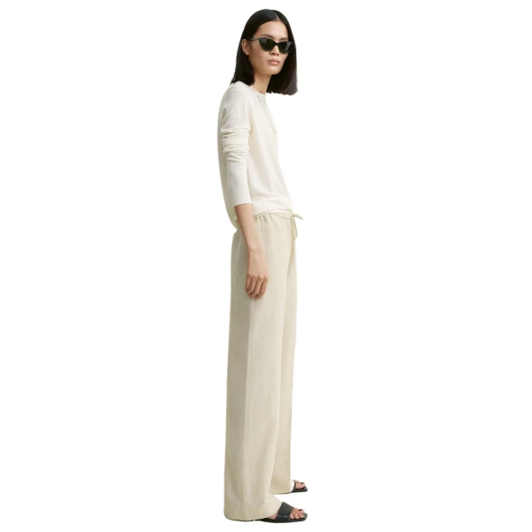 Toteme Fluid drawstring trousers in Talc, view 3